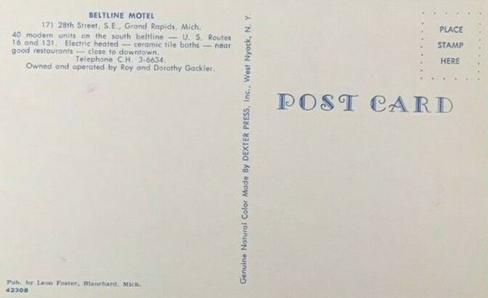 Beltline Motel (Pleasant Motel) - Old Postcard (newer photo)